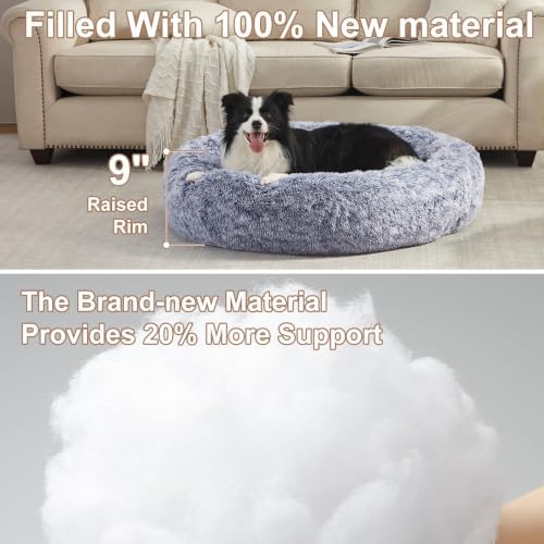 42 in Faux Fur Fluffy Donut Dog Bed - Image 3