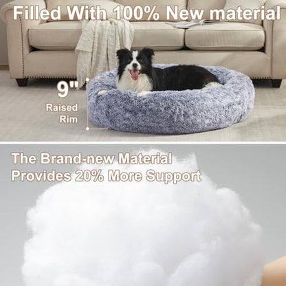 42 in Faux Fur Fluffy Donut Dog Bed - Image 3