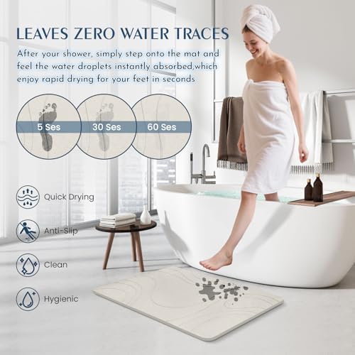 Stone Bath Mat Quick Dry Diatomaceous Earth Bath Mat Non-Slip Shower Stone - Image 3