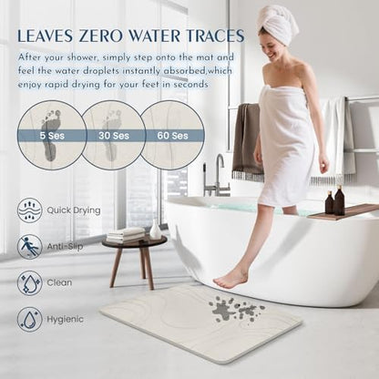 Stone Bath Mat Quick Dry Diatomaceous Earth Bath Mat Non-Slip Shower Stone - Image 3