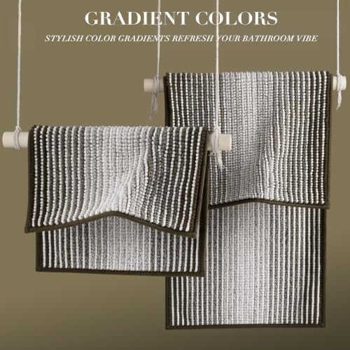 BSICPRO Bathroom Rugs Sets 2 Piece, Non Slip Striped Bath Mats - Image 5