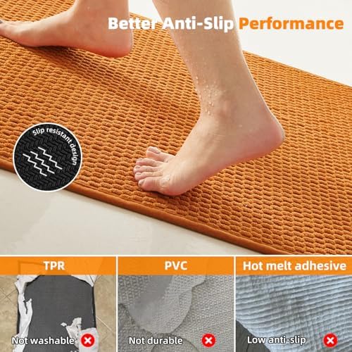 TYUU Bathroom Rugs Non Slip Washable, Super Absorbent Thin Bath Mat Small Quick - Image 4