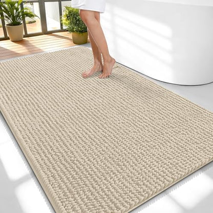 OLANLY Thick Chenille Large Bathroom Rugs 59x35, Absorbent Bath Mat by OLANLY