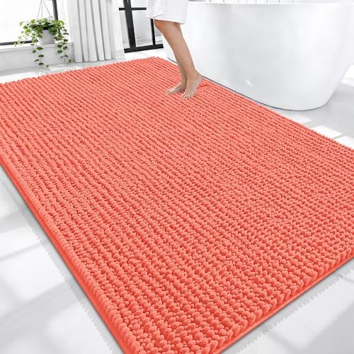 OLANLY Thick Chenille Large Bathroom Rugs 70x46, Absorbent Bath Mat by OLANLY
