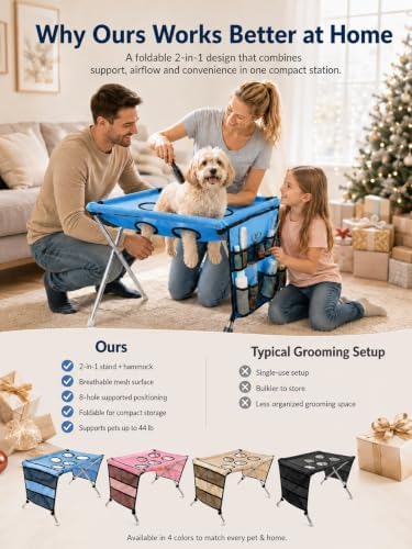 Dog Grooming Table 2-in-1 Foldable Pet Grooming Bed Pet Bathing Station - Image 6