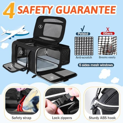 Petskd Top and Side Expandable Small Pet Carrier Airline Approved - Image 5