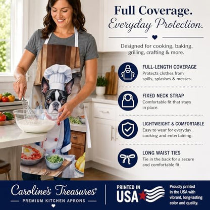 Caroline's Treasures Boston Terrier The Chef Apron Cooking Kitchen Server - Image 4