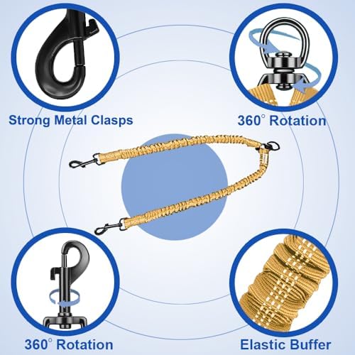 MingXpets Double Dog Leash, 360° Swivel Tangle Free Bungee Walking Training - Image 2