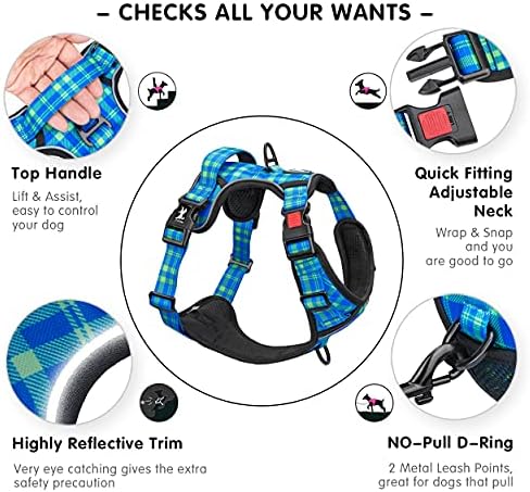 PoyPet Plaid Dog Harness Large, No Pull Vest - Image 3