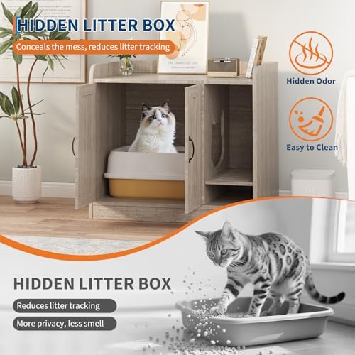 Cat Litter Box Enclosure, Hidden Litter Box Furniture - Image 5