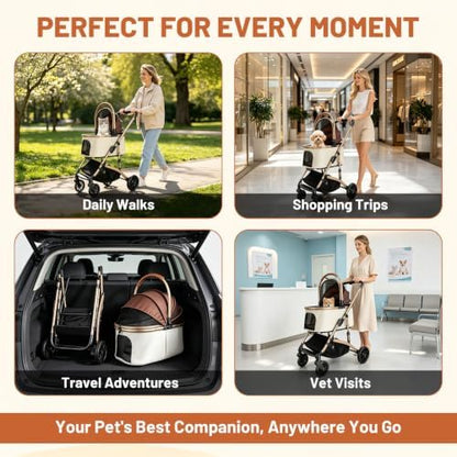 Pet Stroller for Small Medium Dogs and Cats, 3-in-1 Dog Stroller - Image 6
