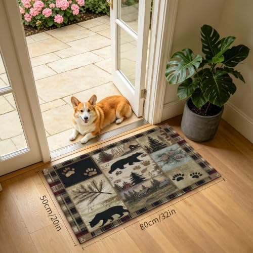 Giwawa Black Bear Bath Rug Forest Cabin Plush Entryway Carpet 20x32 Inch Soft - Image 3