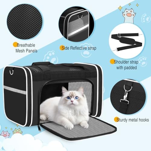 HUANLANG Large Cat Carrier Soft Sided Travel Pet Carrier Airline Approved - Image 2