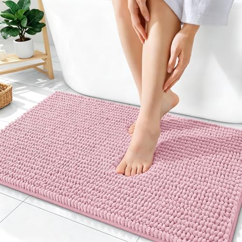 OLANLY Thick Chenille Absorbent Bathroom Rugs Mat 36x24, Dusty Rose by OLANLY