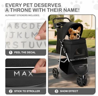 MoNiBloom Pet Stroller for Small/Medium Dogs and Cats up to 33 lbs - Image 6