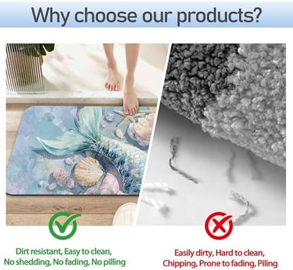 Bathroom Rug 29.5"x17", Mermaid Shell Bath Mat - Image 4