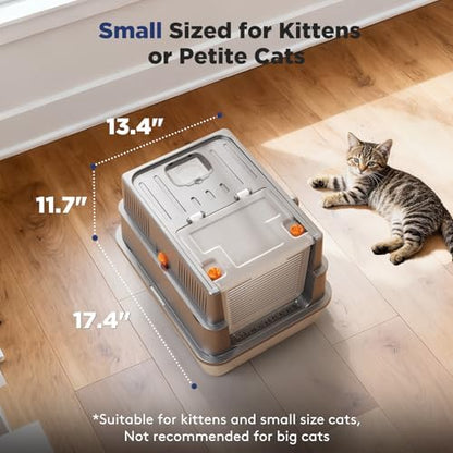 FURTIME Small Enclosed Stainless Steel Litter Box - Image 2