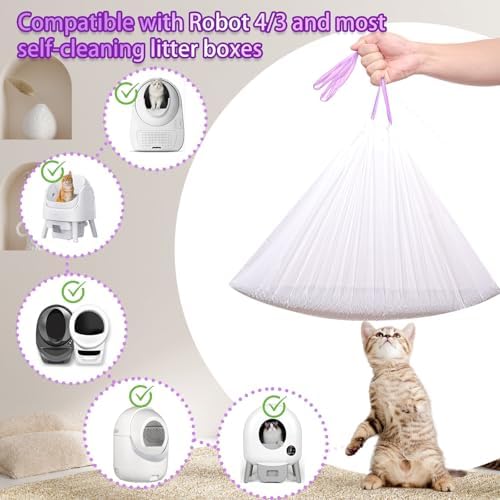 Elzrghs 100 Pack Drawstring Cat Litter Box Liners Compatible - Image 2