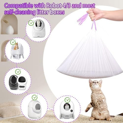 Elzrghs 100 Pack Drawstring Cat Litter Box Liners Compatible - Image 2