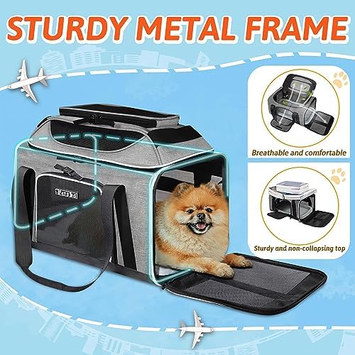 Petskd Top-Expandable Small Pet Carrier 17"x11"x9.5" Airline Approved - Image 6