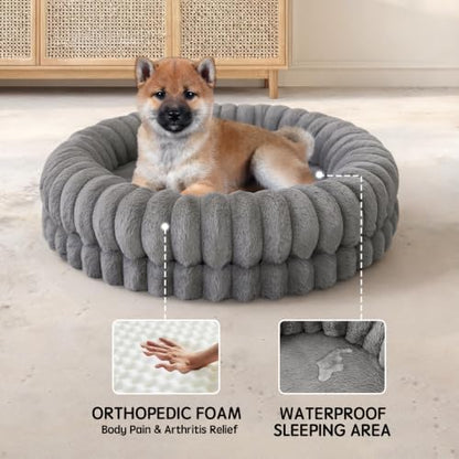 BALANCE Luxury Donut Dog Bed, 30 Inches Round Dog Bed Medium Size Dogs Washable - Image 4
