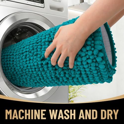 OLANLY Thick Chenille Absorbent Bathroom Rugs Mat 36x24, Deep Lake - Image 4