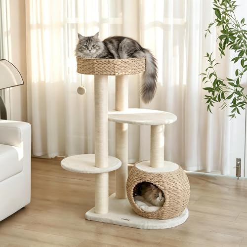NUNU LAB Modern Cat Tree for Indoor Cats, 39’’ Wood Cat Tree Tower for Large by NUNULAB