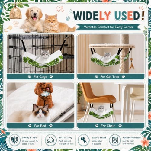 Jetec 2 Pack Cat Hammock for Cage, Monstera Leaf - Image 2