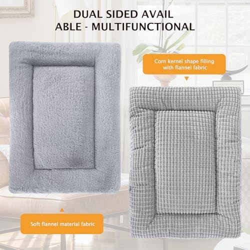Reversible Dog Bed Mat with Plush and Corn Velvet, Soft Warm Pet Cushion - Image 4