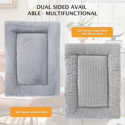 Reversible Dog Bed Mat with Plush and Corn Velvet, Soft Warm Pet Cushion - Image 4