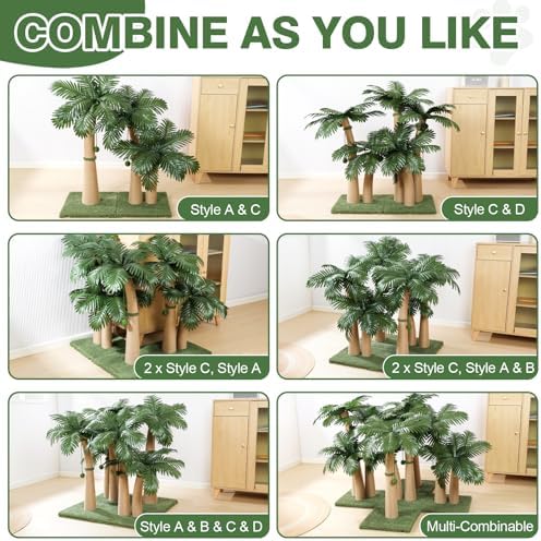 Palm Tree Cat Scratching Post, 5 Interactive Balls and 2 Curved Design - Image 6