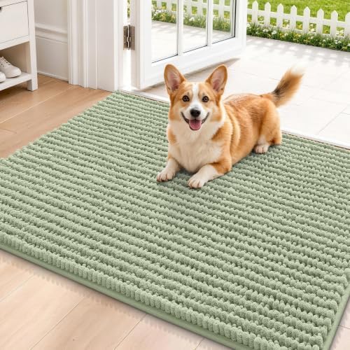 Smiry Dog Door Mat for Muddy Paws 36x24, Ultra Absorbent Chenille Doormat by Smiry