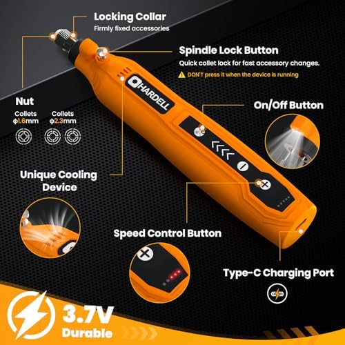 HARDELL Mini Cordless Rotary Tool, 5-Speed 69pcs Kit - Image 2
