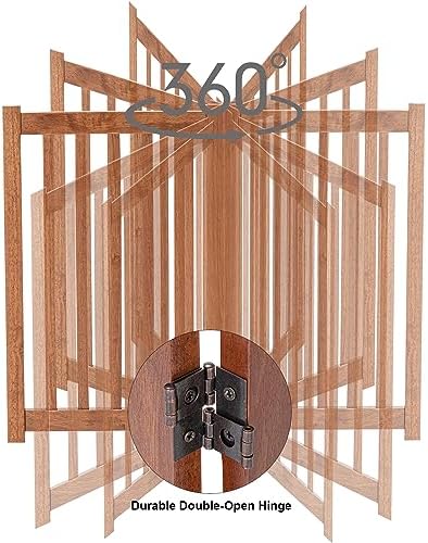 LZRS Wooden Free Standing Dog Gate 60" W x 30" H, Foldable Solid Hardwood Pet - Image 5