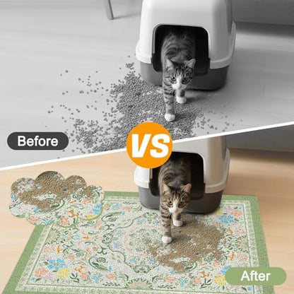 Glittme Cat Litter Mat with Non-Slip Bottom Litter Box Mat 40"X30" Litter - Image 3