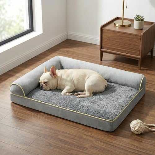 Orthopedic Medium Dog Bed 30 x 20Inch, L Shaped Memory Foam Pet Bed by Unknown