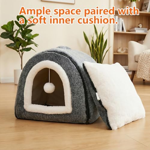 Cat Bed for Indoor Cats，Foldable cat cave，Anti-Slip & Water-Resistant - Image 4
