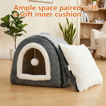 Cat Bed for Indoor Cats，Foldable cat cave，Anti-Slip & Water-Resistant - Image 4