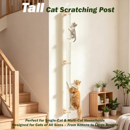 EMUST Cat Wall Scratcher 2 Pack 66", Tall Sisal Scratch Post - Image 6