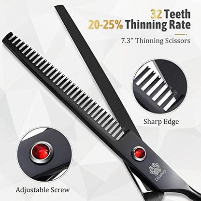 Dog Grooming Scissors Kit with Safety Round Tips, GLADOG Professional 5 in 1 - Image 2