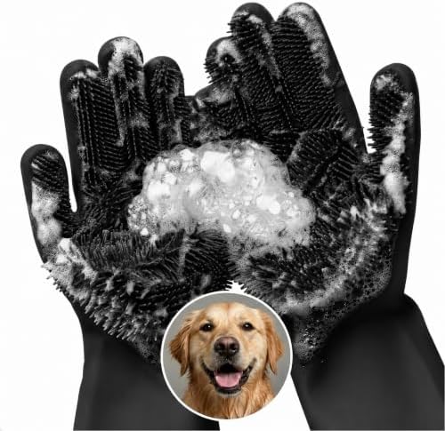 Cat and Dog Washing Gloves, 1 Pair, 11.6 in, Soft Silicone by RZleticc