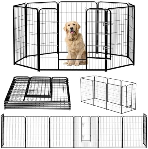 NEWBULIG Dog Playpen Indoor 40 Inch 8 Panels, Metal Outdoor Dog Fence Pen by NEWBULIG