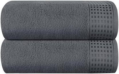 GLAMBURG 100% Cotton Oversized 2 Pack Bath Sheets 35x70, Ultra Soft Highly by GLAMBURG