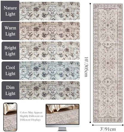 Wshable Runner Rug, Rugs for Hallway 3x10 Beige Carpet - Image 2