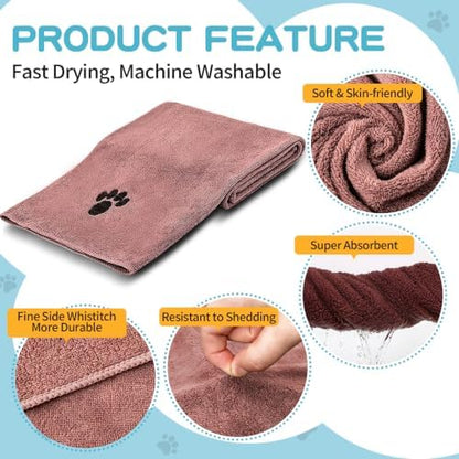 Microfiber Dog Towels 6 Pack, Perfect Shower & Bath Supplies - Image 3
