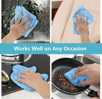 HOMEXCEL Blue Cleaning Rags 5 Pack, Highly Absorbent Microfiber Cleaning Cloth - Image 6