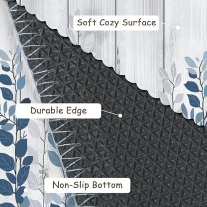 Giwawa Blue Eucalyptus Leaves Bath Rug Rustic Wood Bathtub Mat Absorbent Non - Image 4