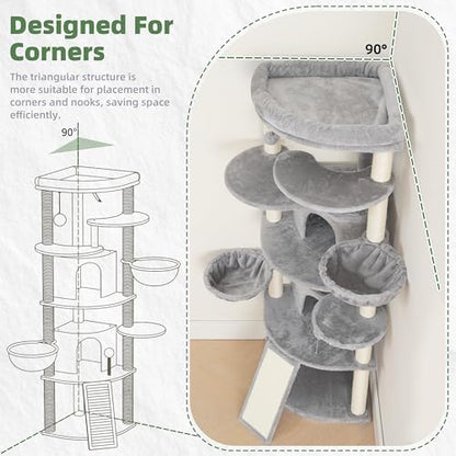 Gitelsnour Corner Cat Tree, All Sisal Multi-Cat Scratching Posts GCT035W - Image 2