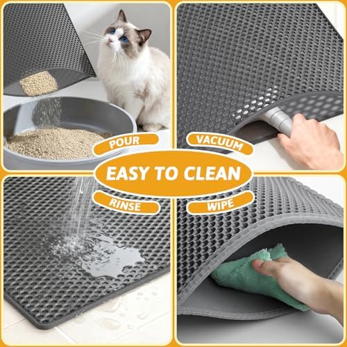 Pieviev Double Layer Cat Litter Mat Traps Litter 24''x15'' 2 Pack - Image 4