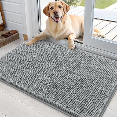 OLANLY Dog Door Mat for Muddy Paws 35x24, Super Absorbent Chenille Mud Mat by OLANLY